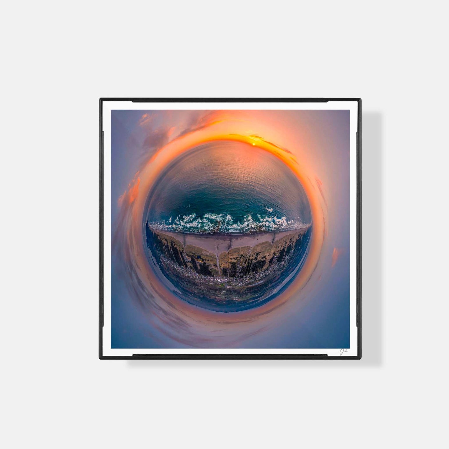 Lil' Planets Long Beach Sunset (2023) - Magnetic Mini Framed Signed Print