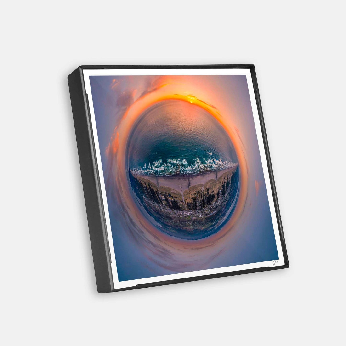 Lil' Planets Long Beach Sunset (2023) - Magnetic Mini Framed Signed Print