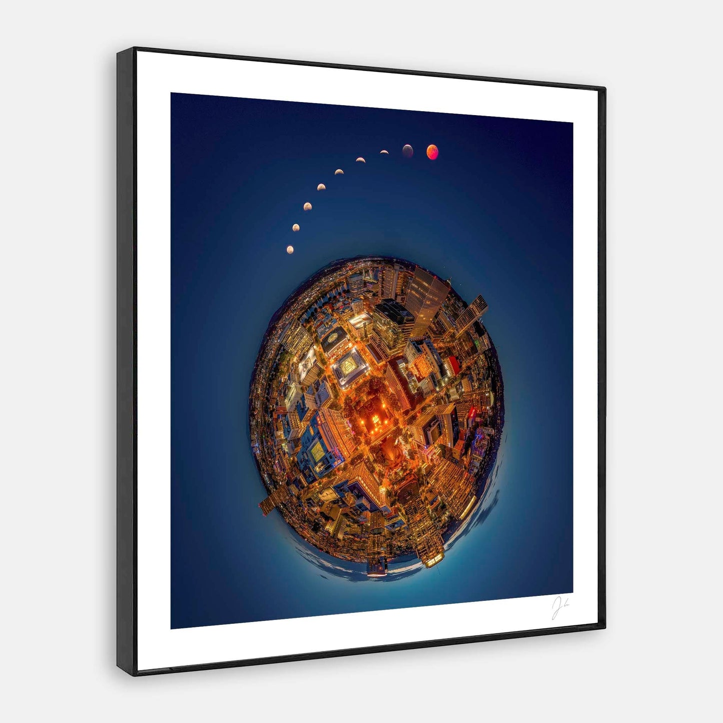 Lil' Planets Lunar Eclipse over Downtown Portland (2025) - Signed Archival Print