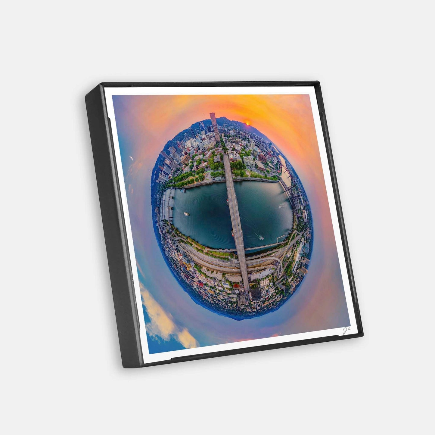 Lil' Planets Willamette River Sunset (2024) - Magnetic Mini Framed Signed Print