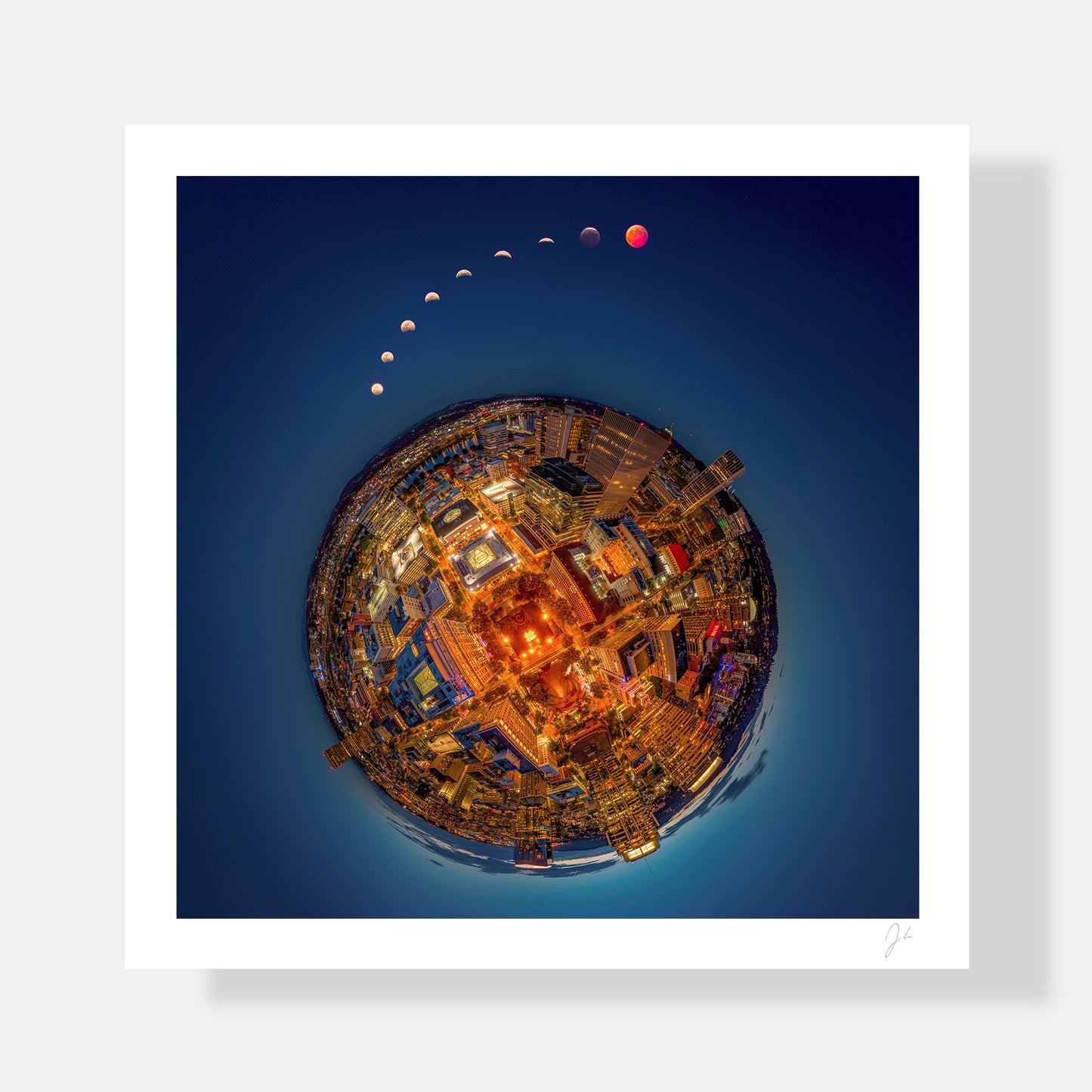 Lunar Eclipse over Downtown Portland (2025) - Signed Print