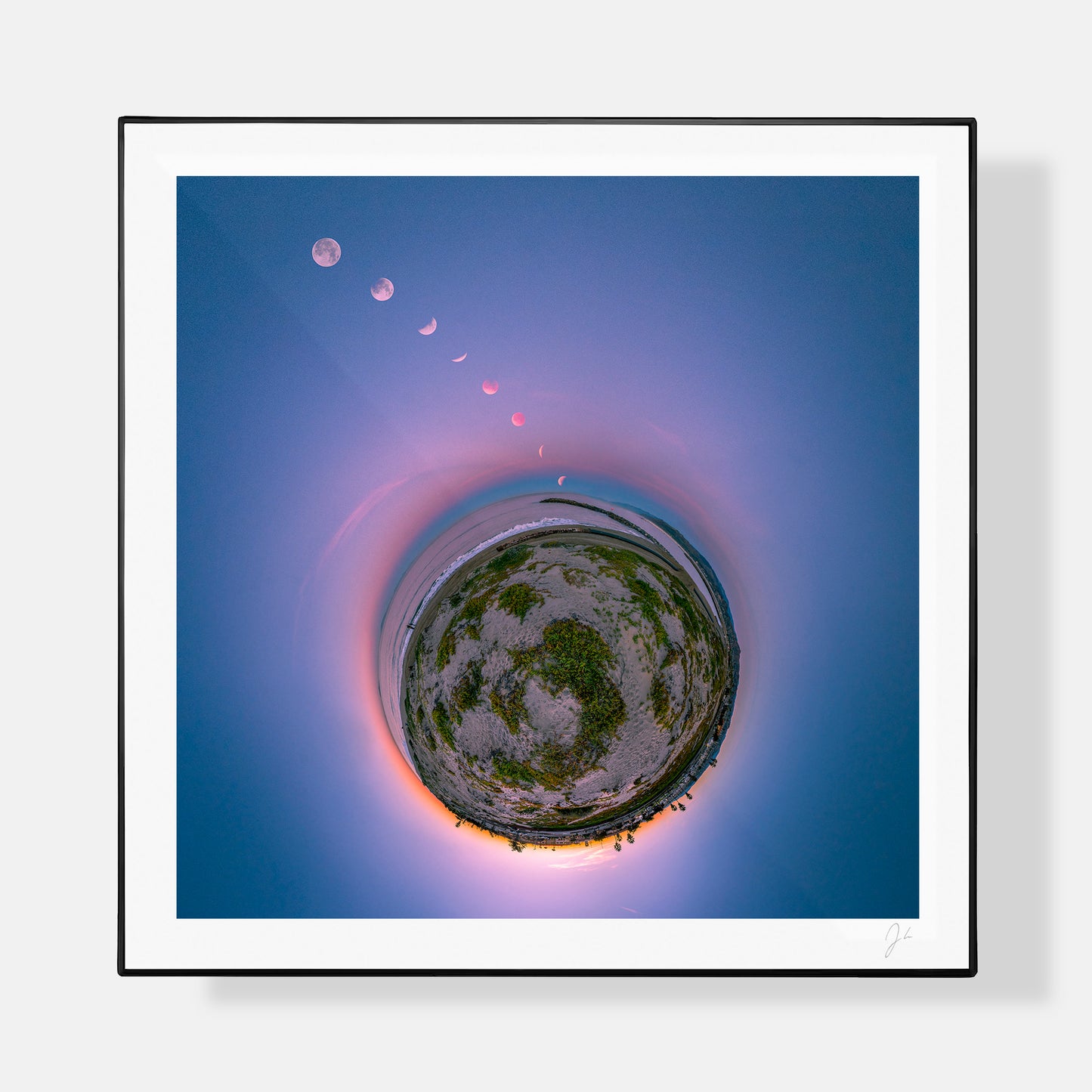 Lunar Eclipse over Harbor Cove Beach (2018) - Signed Print