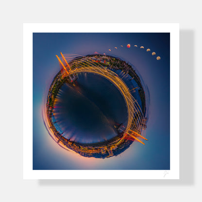 Lunar Eclipse over Tilikum Crossing Bridge (2026) - Signed Print