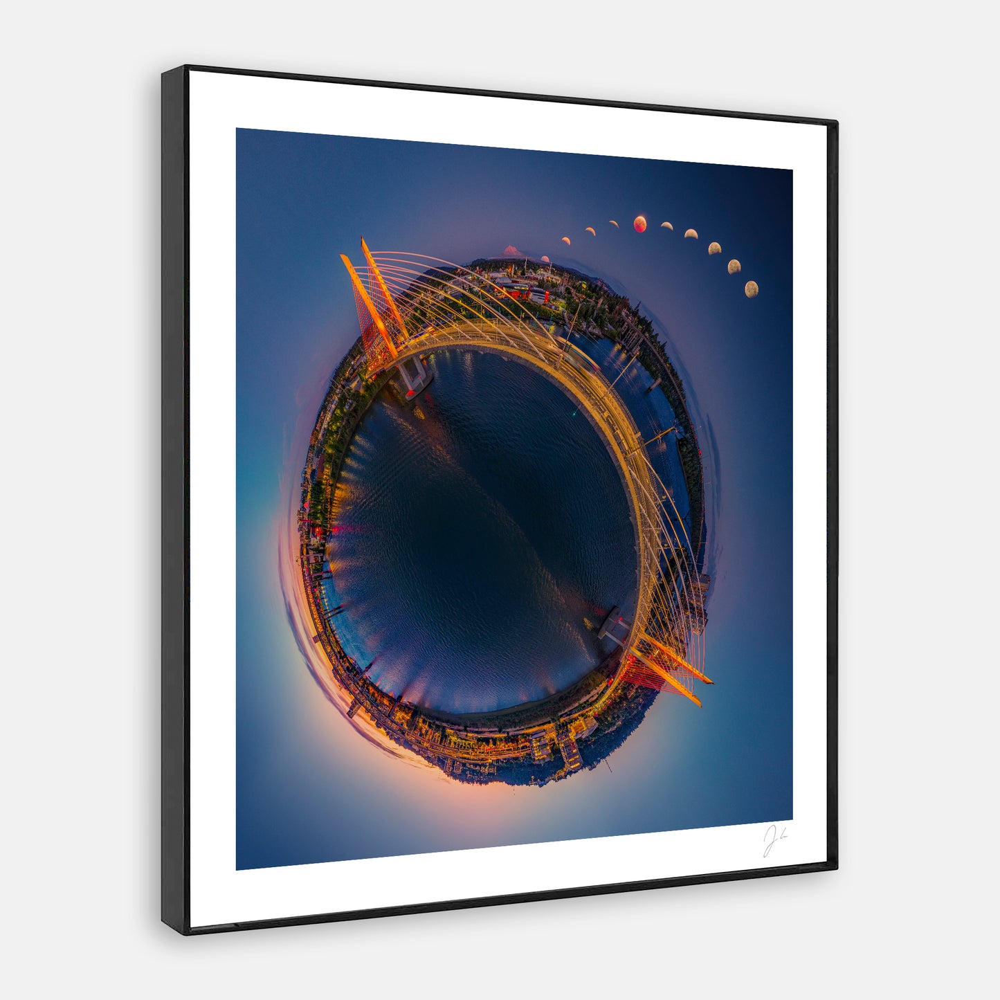 Lunar Eclipse over Tilikum Crossing Bridge (2026) - Signed Print