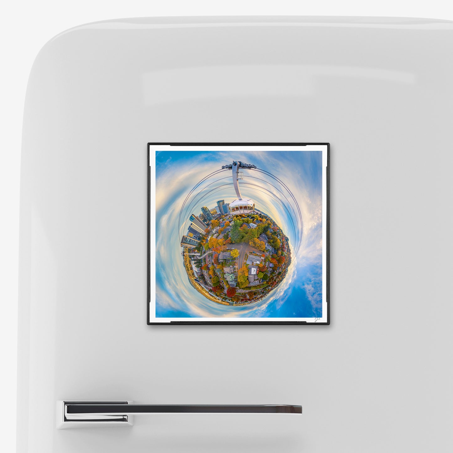 Portland Aerial Tram (2025) - Magnetic Mini Framed Signed Print