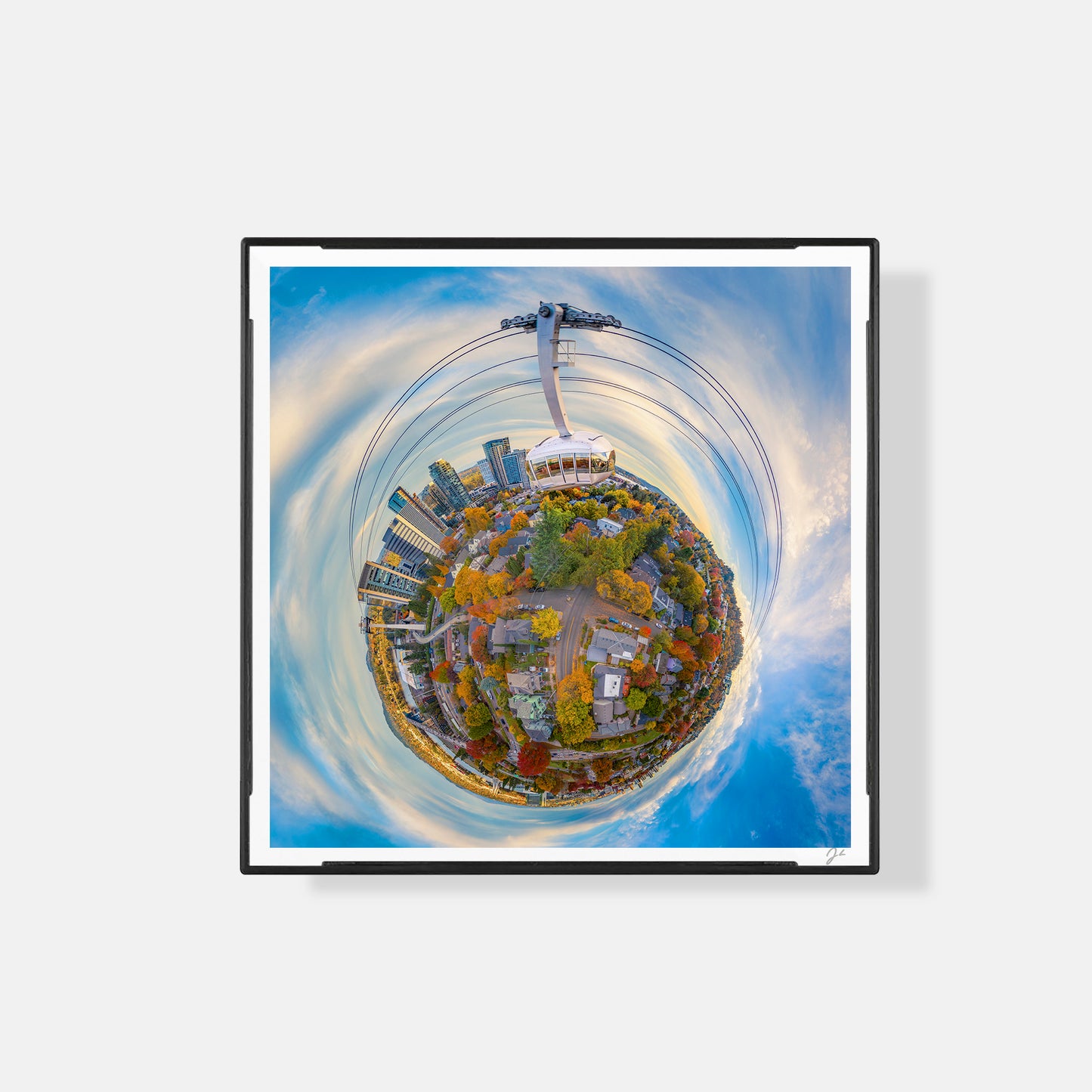 Portland Aerial Tram (2025) - Magnetic Mini Framed Signed Print