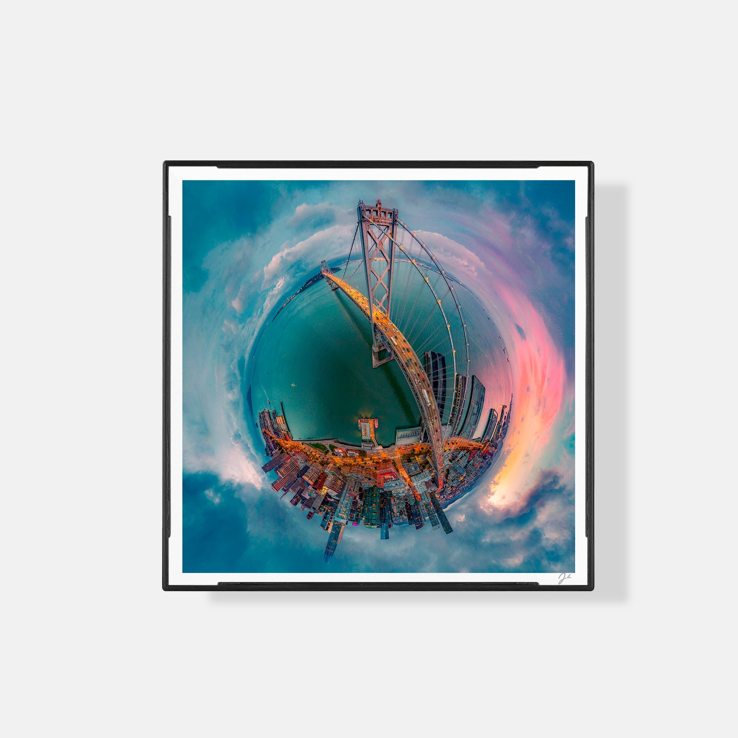 San Francisco-Oakland Bay Bridge (2025) - Magnetic Mini Framed Signed Print