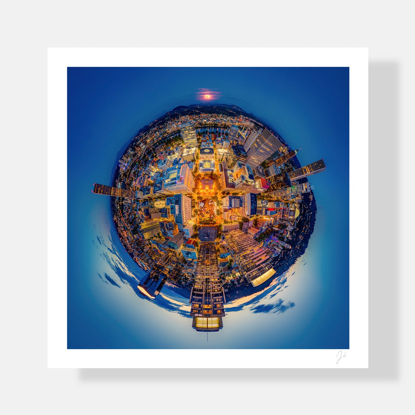 Super Blue Moon over Downtown Portland (2024) - Signed Print