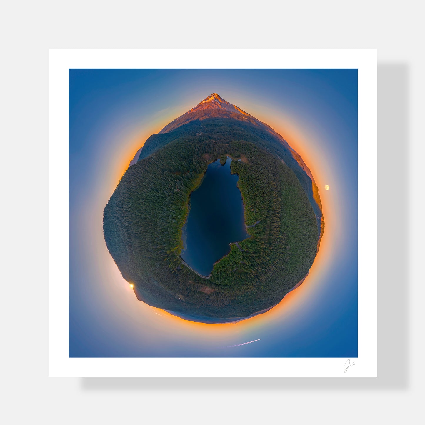 Trillium Lake Harvest Moonrise (2025) - Signed Print