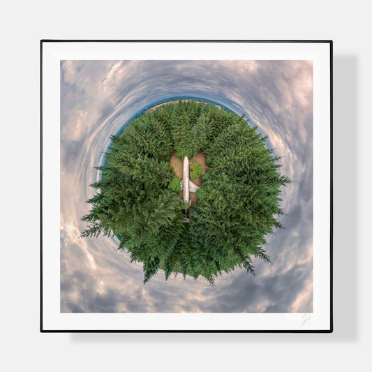 Lil' Planets 8x8" (Small) / + Black Signature Frame w/ Real Glass Airplane Home (2023) - Signed Archival Print