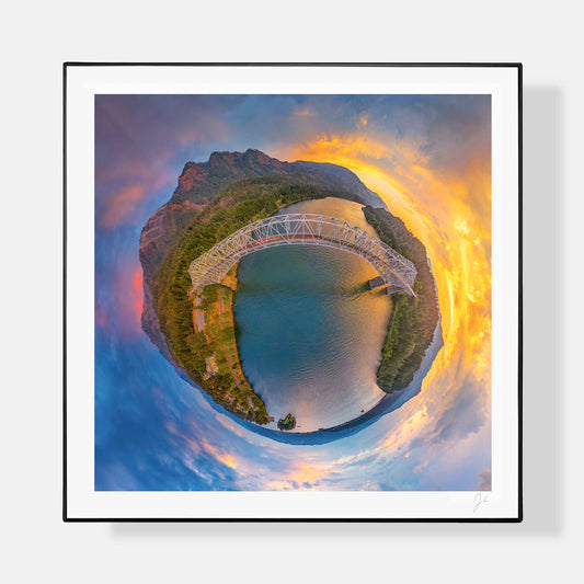 Lil' Planets 8x8" (Small) / + Black Signature Frame w/ Real Glass Bridge of the Gods (2024) - Signed Archival Print