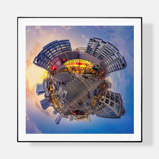 Lil' Planets 8x8" (Small) / + Black Signature Frame w/ Real Glass City of Books (2024) - Signed Archival Print