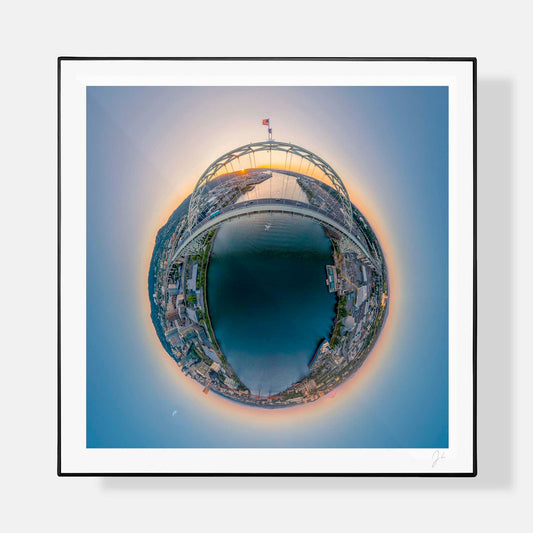 Lil' Planets 8x8" (Small) / + Black Signature Frame w/ Real Glass Fremont Bridge (2023) - Signed Archival Print
