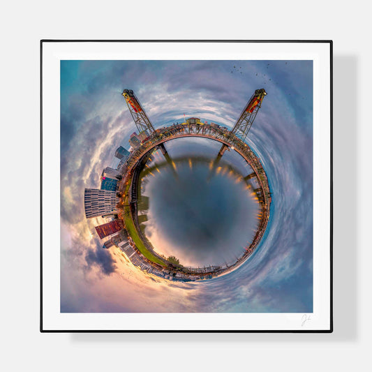 Lil' Planets 8x8" (Small) / + Black Signature Frame w/ Real Glass Hawthorne Bridge (2024) - Signed Archival Print