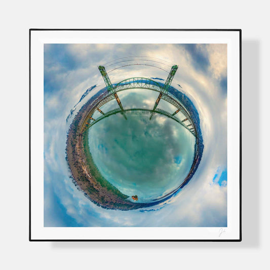 Lil' Planets 8x8" (Small) / + Black Signature Frame w/ Real Glass Hood River Bridge (2024) - Signed Archival Print