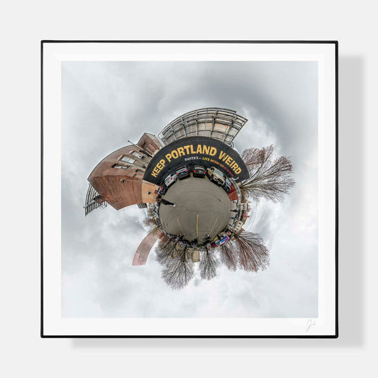 Lil' Planets 8x8" (Small) / + Black Signature Frame w/ Real Glass Keep Portland Weird (2015) - Signed Archival Print