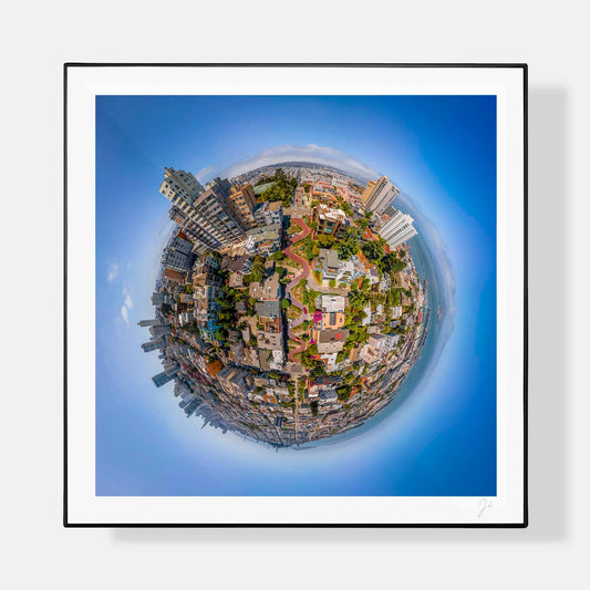 Lil' Planets 8x8" (Small) / + Black Signature Frame w/ Real Glass Lombard Street (2021) - Signed Archival Print
