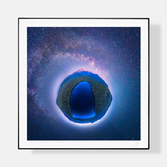 Lil' Planets 8x8" (Small) / + Black Signature Frame w/ Real Glass Lost Lake Starry Night (2022) - Signed Archival Print