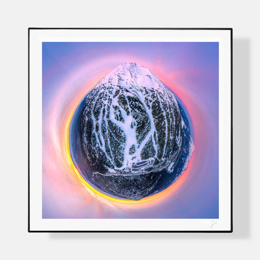 Lil' Planets 8x8" (Small) / + Black Signature Frame w/ Real Glass Mt. Bachelor (2023) - Signed Archival Print