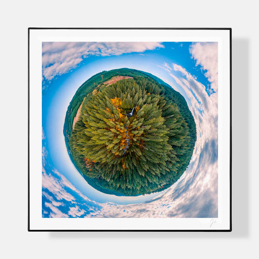 Lil' Planets 8x8" (Small) / + Black Signature Frame w/ Real Glass North Silver Falls (2021) - Signed Archival Print
