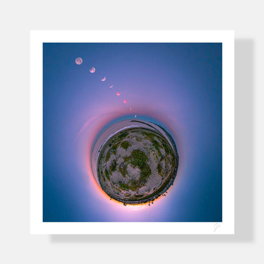 Lil' Planets 8x8" (Small) / Print Only Lunar Eclipse over Harbor Cove Beach (2018) - Signed Archival Print