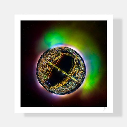 Lil' Planets 8x8" (Small) / Print Only Northern Lights Over Portland (2024) - Signed Archival Print