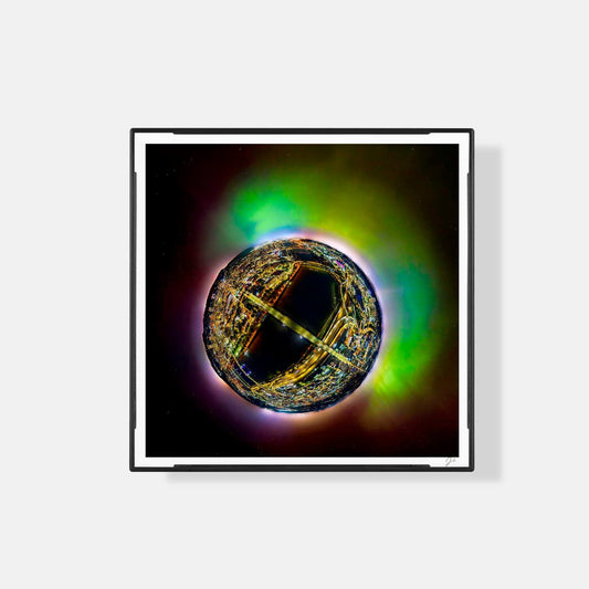 Lil' Planets Northern Lights Over Portland (2024) - Magnetic Mini Framed Signed Print