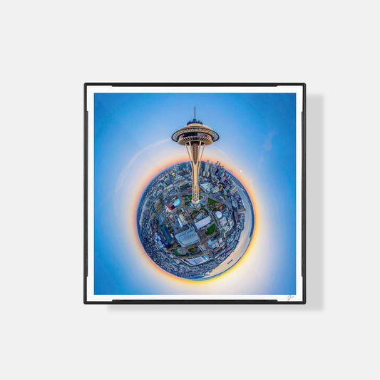 Lil' Planets Seattle Skyline (2024) - Magnetic Mini Framed Signed Print