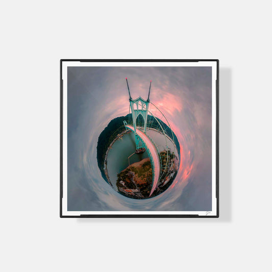 Lil' Planets St. Johns Bridge (2022) - Magnetic Mini Framed Signed Print