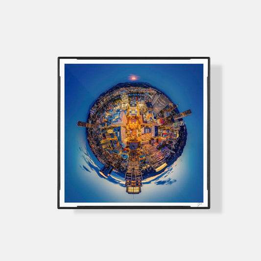 Lil' Planets Super Blue Moon over Downtown Portland (2024) - Magnetic Mini Framed Signed Print