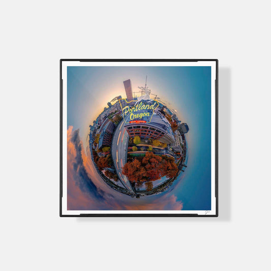 Lil' Planets Welcome to Portland (2023) - Magnetic Mini Framed Signed Print
