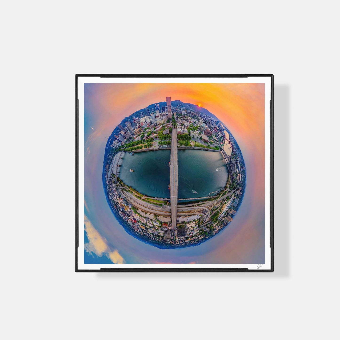 Lil' Planets Willamette River Sunset (2024) - Magnetic Mini Framed Signed Print