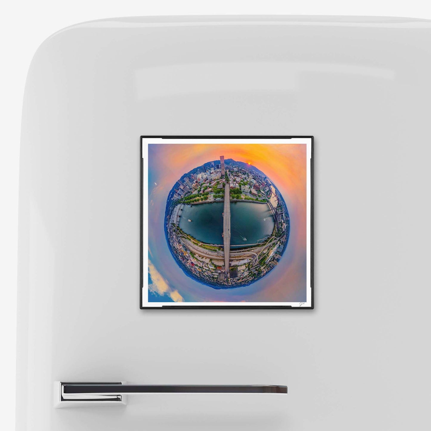 Lil' Planets Willamette River Sunset (2024) - Magnetic Mini Framed Signed Print